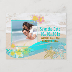 PixDezines beach, starfis, save date/diy occasions Announcement Postcard
