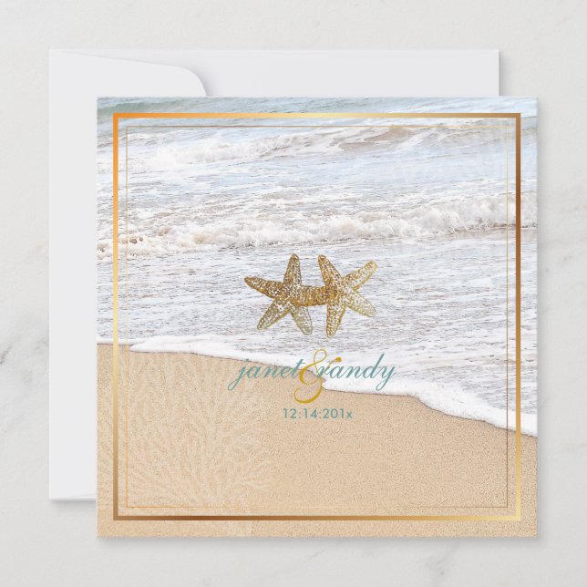 PixDezines beach+starfish+coral Invitation (Front)