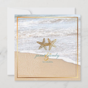 PixDezines beach+starfish+coral Invitation