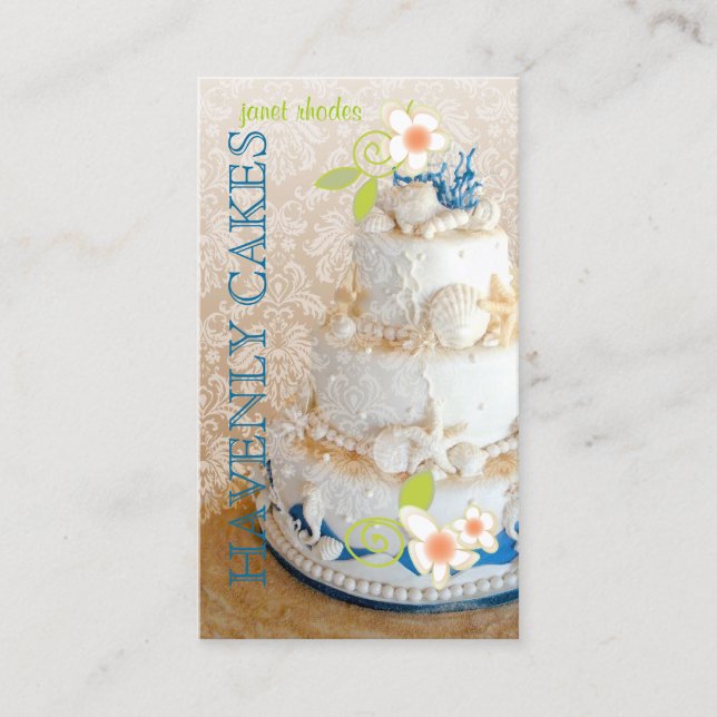 PixDezines Beach Wedding Cake/Bakery/pâtisserie Business Card (Front)