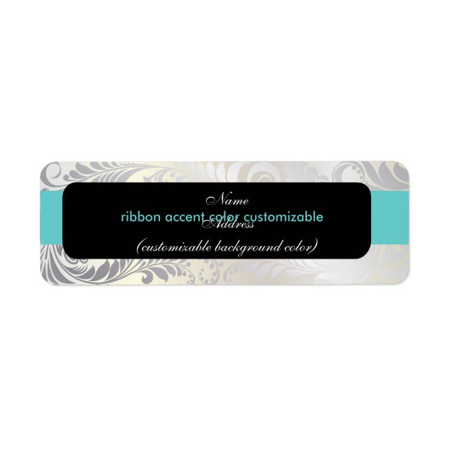 PixDezines Bellissimo Damask faux silver/blue acce Label (Front)