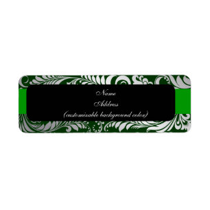 PixDezines Bellissimo Damask faux silver/green Label