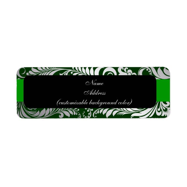 PixDezines Bellissimo Damask faux silver/green Label (Front)