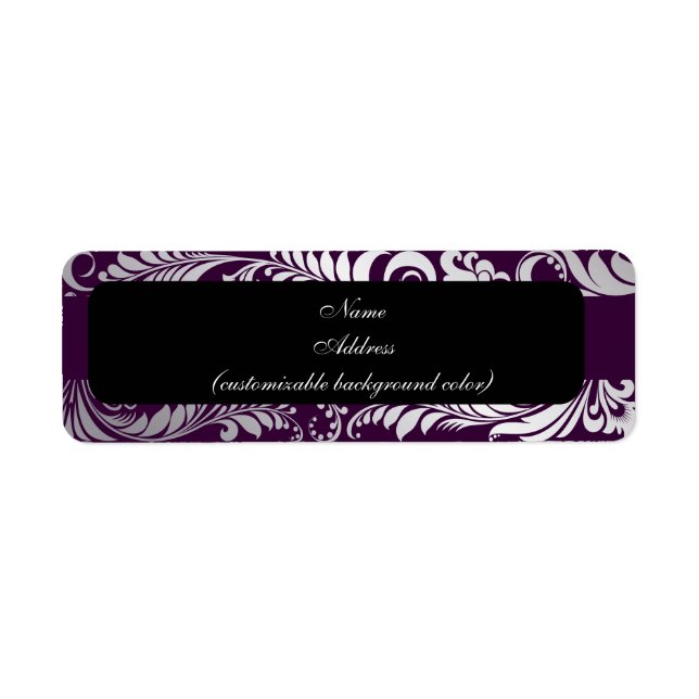 PixDezines Bellissimo Damask faux silver/plum Label (Front)