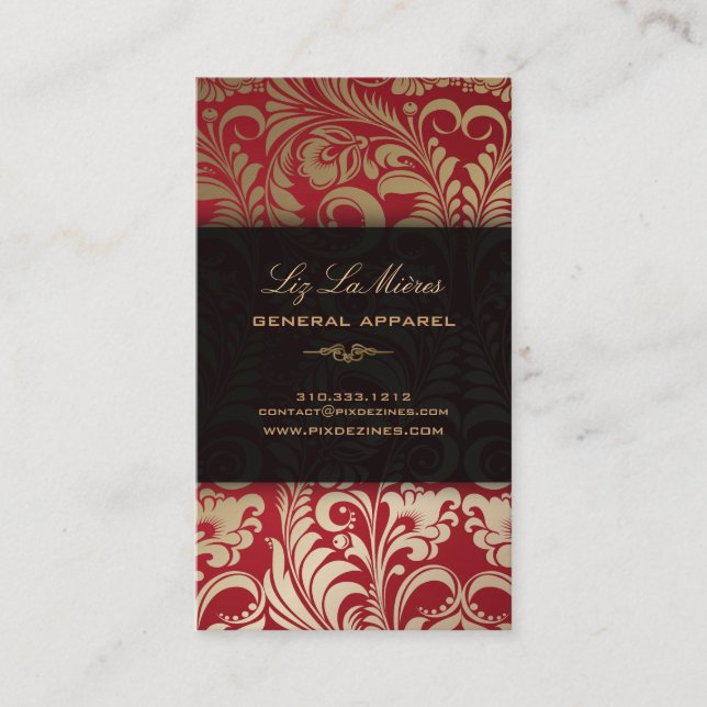 PixDezines Bellissimo Vintage Damask Business Card (Front)