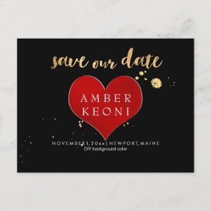 PixDezines Big Red Heart/Save Date/DIY color Announcement Postcard