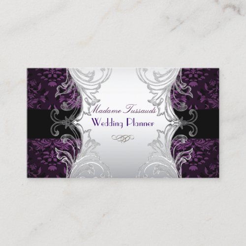 PixDezines bijoux damask faux silver/purple Business Card Templates
