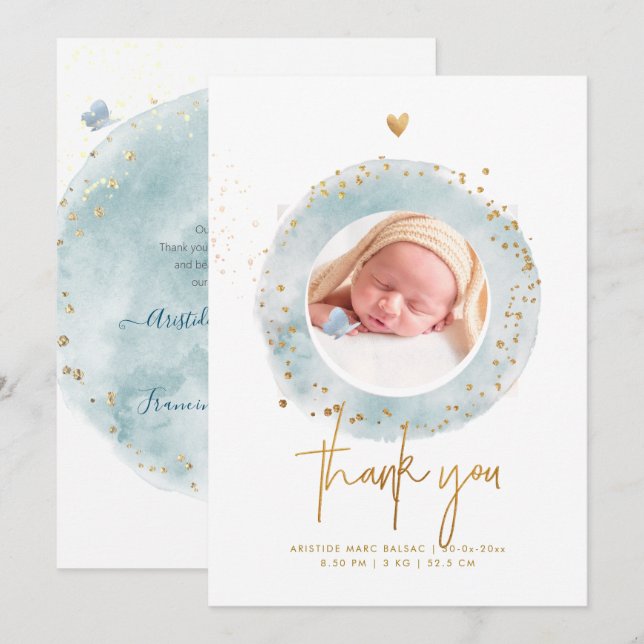 PixDezines Birth Announcement Baby ShowerThank You (Front/Back)
