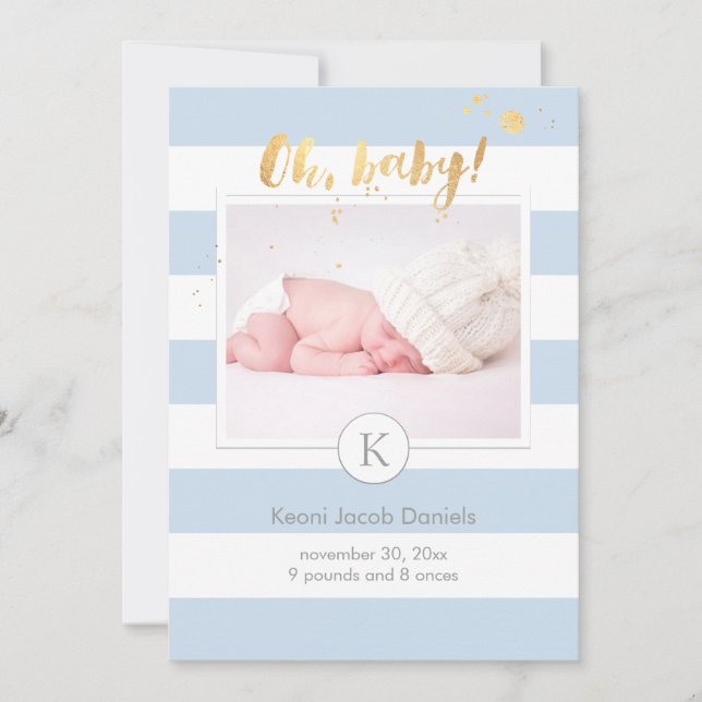 PixDezines birth announcement/DIYcolor stripes Announcement (Front)