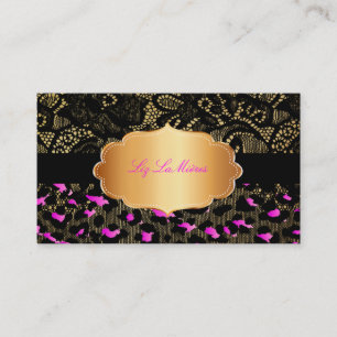 PixDezines black lace+pink cheetah Business Card