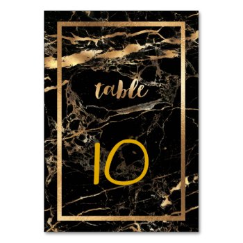 Pixdezines Black Marble Gold Veins/diy Table Cards by custom_stationery at Zazzle