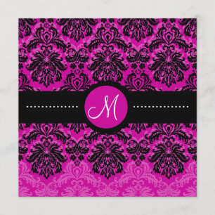 PixDezines Black Piqué Damask/DIY Pink velvet Invitation