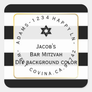 PixDezines black+white stripes mitzvah return add Square Sticker