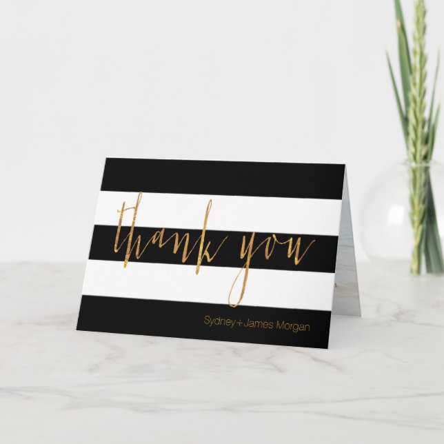 PixDezines black+white+stripes thank you cards (Front)