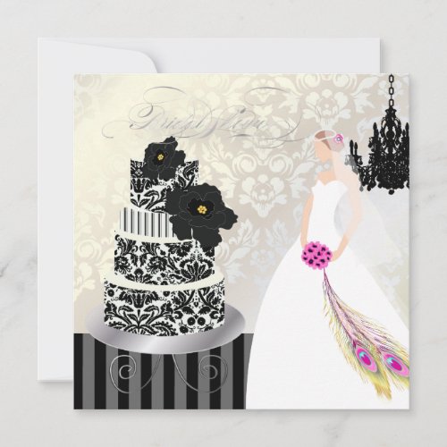 PixDezines Black+White Wedding Cake Invitation