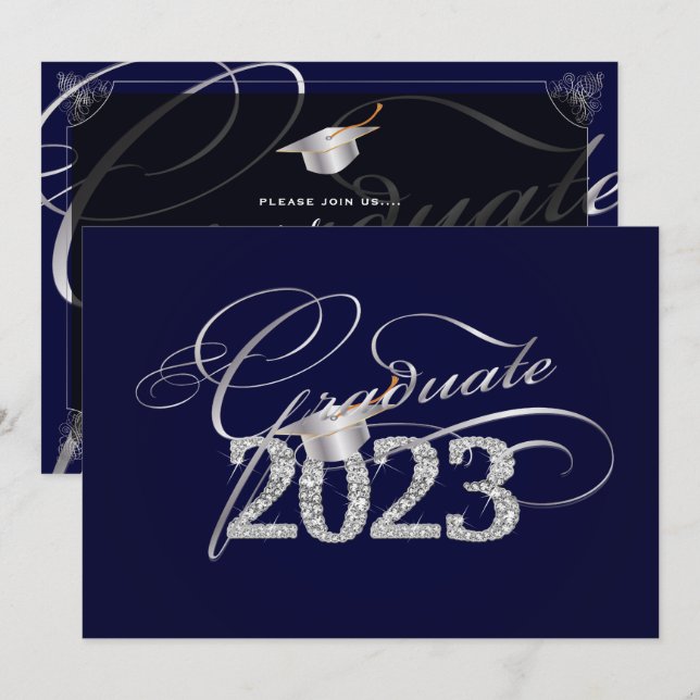 PixDezines Bling, Bling/diy color 2023 graduation Invitation (Front/Back)