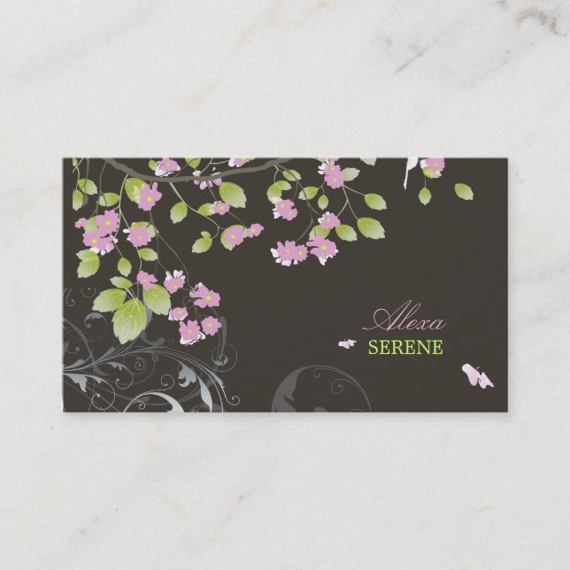 PixDezines blossoms+swirls/diy colors Business Card (Front)