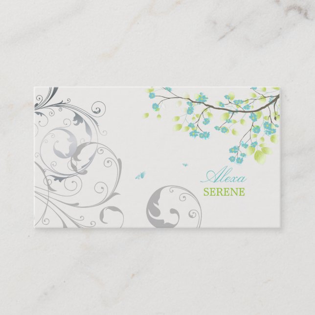 PixDezines blossoms+swirls/diy colors Business Card (Front)