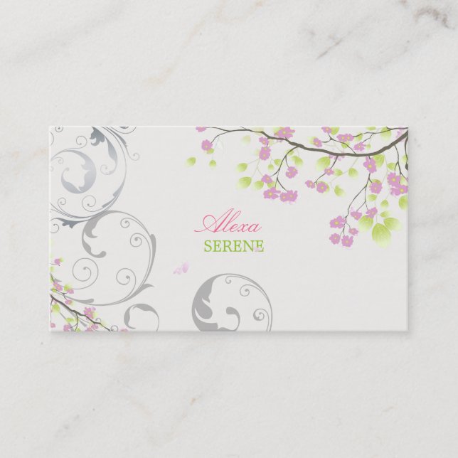 PixDezines blossoms+swirls/diy colors Business Card (Front)