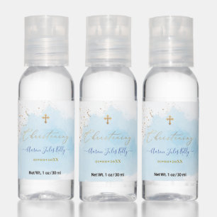 PixDezines blue brushed watercolor Christening Hand Sanitizer