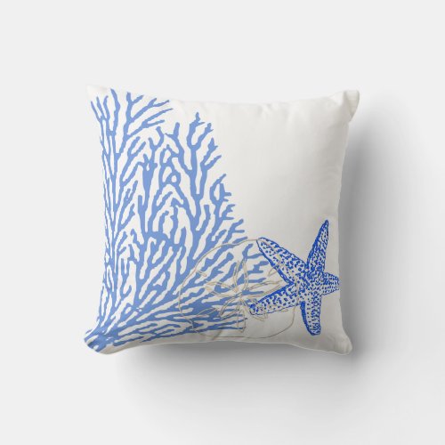 PixDezines blue coralstarfishdiy background Throw Pillow