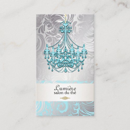 PixDezines BLUE CRYSTAL CHANDELIERDAMASKDIY Business Card