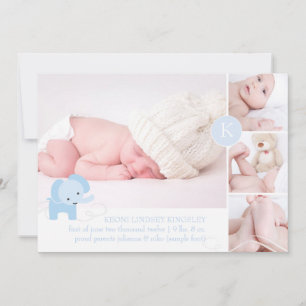 PixDezines blue elephant photos birth announcement