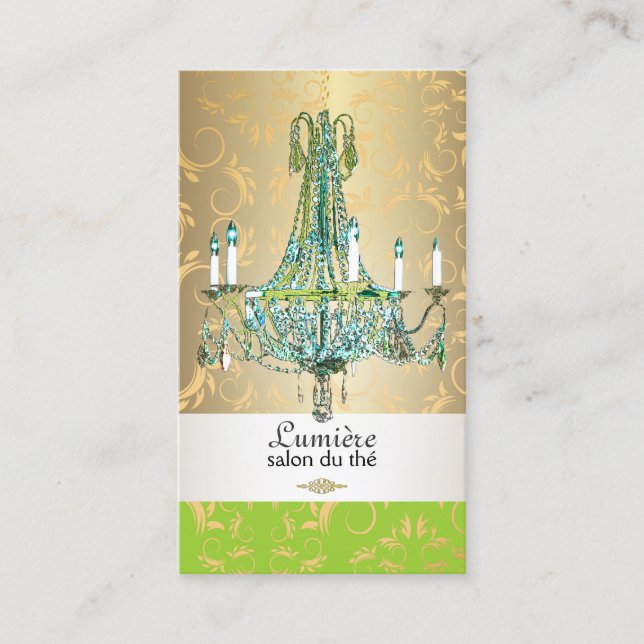 PixDezines Blue Empire Crystal Chandelier Business Card (Front)