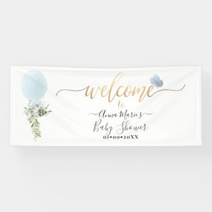 PixDezines Blue Glitter Balloon Any Event Welcome Banner