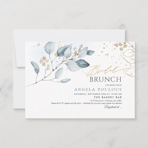 PixDezines Blue Gum Eucalyptus Bridal Brunch Invitation