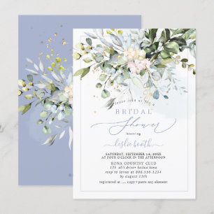 PixDezines Blue Gum Eucalyptus Bridal Shower Invitation