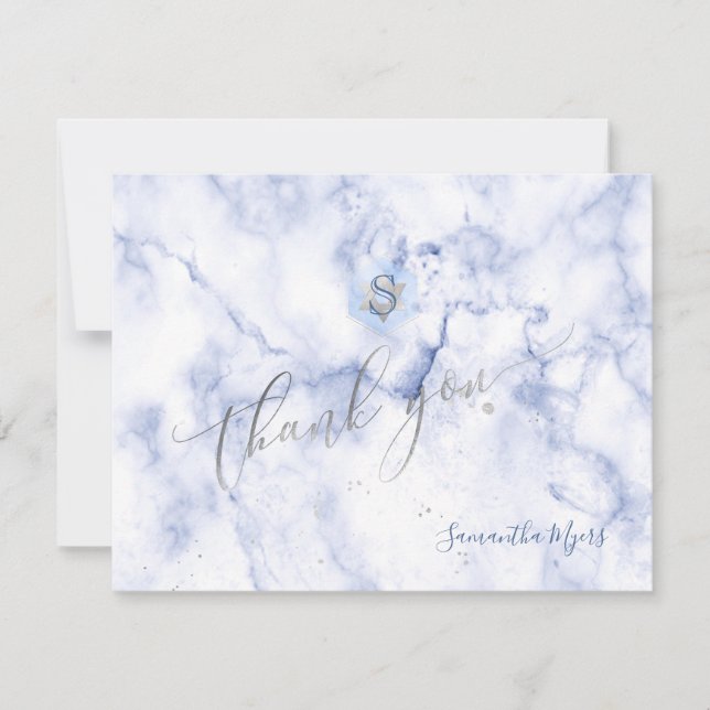 PixDezines Blue Honeycomb  Mitzvah Thank You✡ RSVP Card (Front)