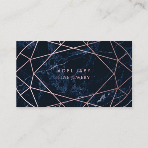 PixDezines Blue MarbleFaux Rose Gold Oval Cut Business Card