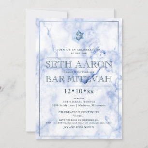 PixDezines Blue Marble Honeycomb BarMitzvah✡ Invitation