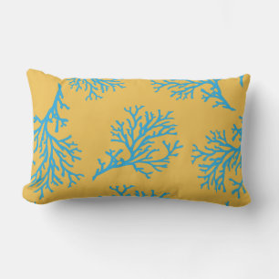 PixDezines blue/orange/coral/diy background Lumbar Pillow