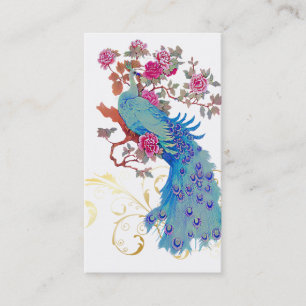 PixDezines Blue Peacock/Peony/diy background color Business Card
