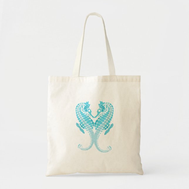 PixDezines Blue Seahorses Tote Bag (Front)