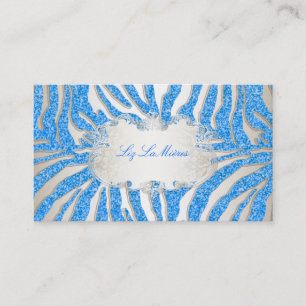 PixDezines blue zebra/champagne Business Card
