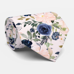 PixDezines Blush Blue Watercolor Flowers DIY color Neck Tie