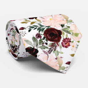 PixDezines Blush Burgundy H2 Botanical Neck Tie