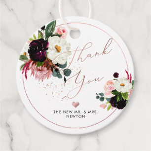 PixDezines Blush Burgundy Watercolor Flowers Favor Tags