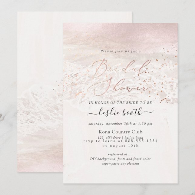 PixDezines Blush Coastal/Shoreline Bridal Shower Invitation (Front/Back)