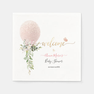 PixDezines Blush Glitter Balloon Any Event Welcome Napkins