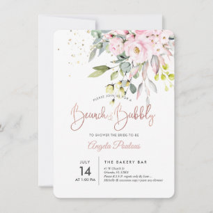 PixDezines Blush Gum Eucalyptus Brunch+Bubbly Invitation