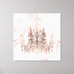 PixDezines Blush Marble Rose Gold Chandelier 40x40 Canvas Print