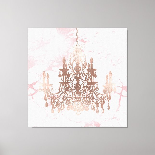 PixDezines Blush Marble Rose Gold Chandelier 40x40 Canvas Print (Front)