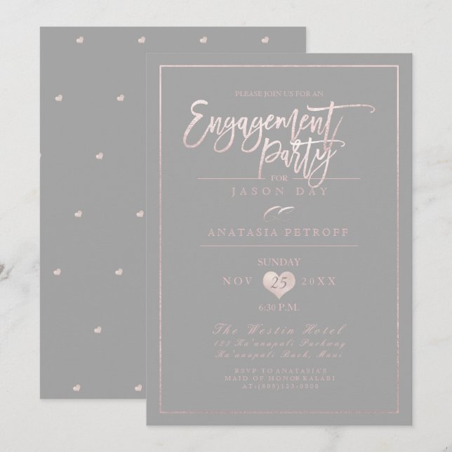 PixDezines Blush Pink+DIY Color/Engagement Party Invitation (Front/Back)