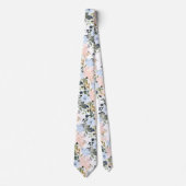 PixDezines Blush Pink Ice Blue Watercolor Flowers Neck Tie (Front)