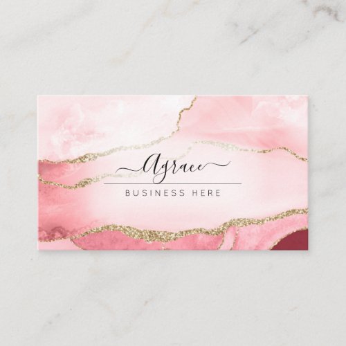 PixDezines Blush Pink Watercolor Agate Business Card
