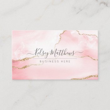 Pixdezines Blush Pink Watercolor Agate Business Card by Create_Business_Card at Zazzle